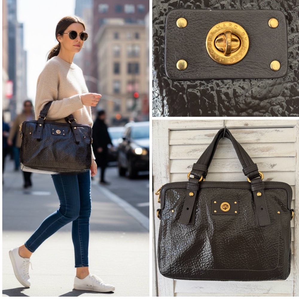Marc By Marc Jacobs Embossed Patent Leather Brown Bag